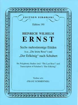 Illustration de 6 Etudes polyphoniques - transcription pour violon seul du Roi des Aulnes de Schubert