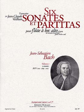 Illustration de Sonates et partitas pour violon seul, tr. JC Veilhan pour flûte à bec alto - Vol. 1 : sonates BWV 1001, 1003, 1005