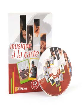 Illustration de MUSIQUE A LA CARTE : jeu (dès 3 ans) de reconnaissance d'instruments. Contenu : 1 CD, 36 cartes de jeu et 1 livret pédagogique