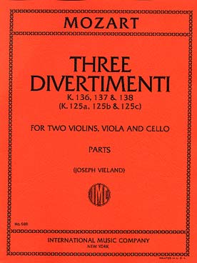 Illustration de Divertimenti K 136,137,138 pour quatuor à cordes