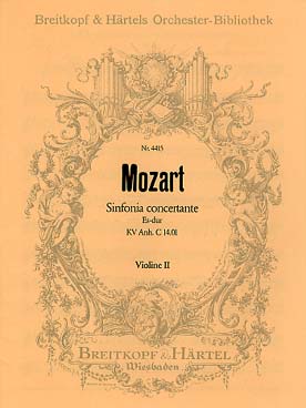 Illustration de Symphonie concertante K 297 b en si b M pour hautbois, clarinette, cor et basson - Partie de violon 2