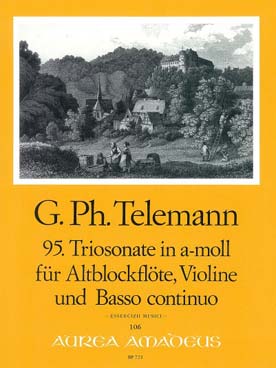 Illustration de 95e Sonate en trio en la m pour flûte  à bec alto, violon et basse continue