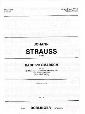 Illustration de Marche de Radetzky op. 228 pour choeur d'hommes et orchestre, réduction piano