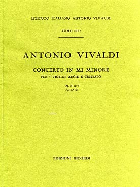 Illustration de Concerto op. 3 "L'Estro armonico" N° 4 RV 550 en mi m pour 4 violons