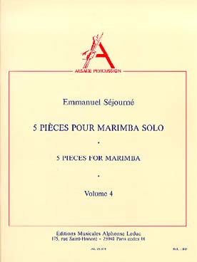 Illustration sejourne pieces (5) pour marimba solo