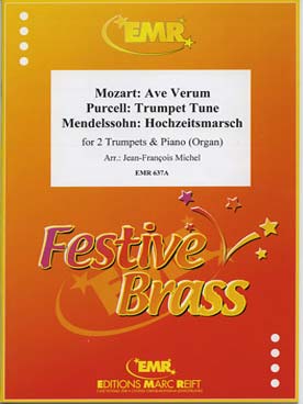 Illustration de DUET ALBUM Vol. 2 : PURCELL Trumpet tune, MOZART Ave verum, MENDELSSOHN Marche nuptiale (tr. J. F. Michel pour 2 trompettes en ut et piano ou orgue)