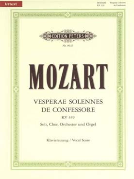 Illustration de Vêpres solennelles du confesseur pour soli, chœur et orchestre, réduction chant et piano (KV339)