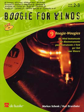 Illustration de BOOGIE FOR WINDS : 9 Boogie-woogies de Schenk/Brunthaler pour clarinette ou trompette si b, avec CD ensemble jazz