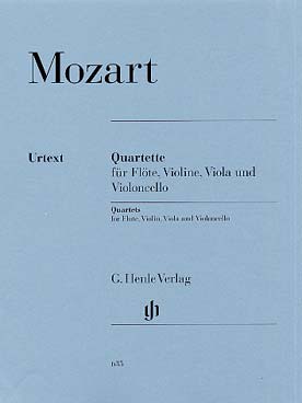 Illustration de Quatuors K 285, K 285a, K 285b et K 298 pour flûte, violon, alto et violoncelle - éd. Henle
