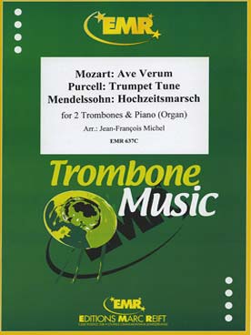 Illustration de DUET ALBUM Vol. 2 : PURCELL Trumpet tune, MOZART Ave verum, MENDELSSOHN Marche nuptiale (tr. J. F. Michel pour 2 trombones et piano ou orgue)
