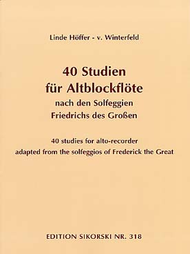 Illustration de 40 Études pour flûte à bec alto d'après  les solfèges de Frédéric le Grand