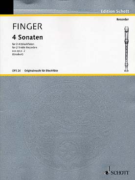 Illustration de 4 Sonates de l'opus 2 pour 2 flûtes à bec alto