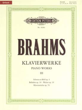 Illustration de Œuvres pour piano (Urtext) - Vol. 3 : Klavierstücke op. 4, 10, 39, 76