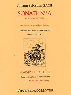 Illustration de Sonate BWV 1035 N° 6 en mi M - éd. Billaudot, rév. Le Roy/Mathias