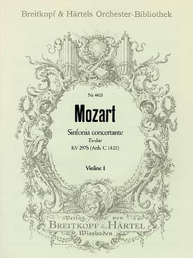 Illustration de Symphonie concertante K 297 b en si b M pour hautbois, clarinette, cor et basson - Partie de violon 1