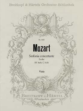 Illustration de Symphonie concertante K 297 b en si b M pour hautbois, clarinette, cor et basson - Partie d'alto