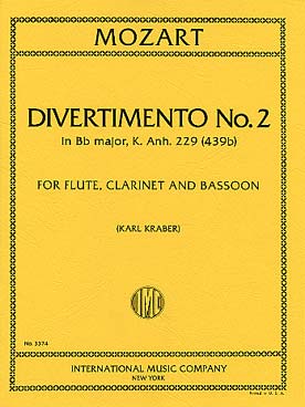 Illustration de Divertimento Anh 229 pour flûte, clarinette et basson - N° 2 K 439b en si b M