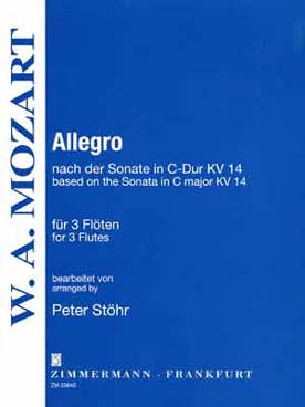 Illustration de Allegro de la sonate K 14 en do M (tr. Stöhr pour 3 flûtes)