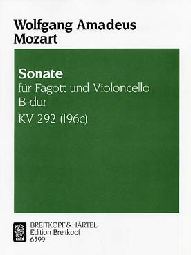 Illustration de Sonate K 292 en si b M pour basson et violoncelle