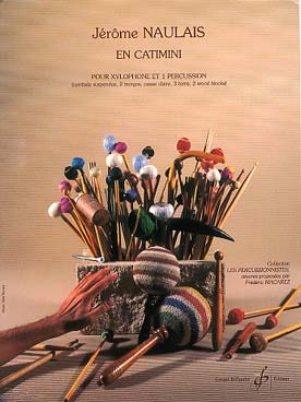 Illustration de En catimini pour xylophone et percussion (cymbale suspendue, 2 bongos, caisse claire, 3 toms et 2 wood blocks)