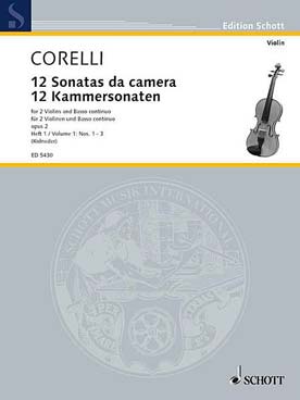 Illustration de 12 Sonates de chambre op. 2 pour 2 violons et basse continue - Vol. 1 : N° 1 à 3