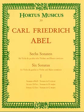 Illustration de Sonates (6) pour viole de gambe et b.c. - Vol. 1 : sonates N° 3 en mi m, N° 4 en ré M et N° 6 en sol M