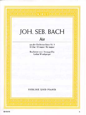 Illustration de Air de la suite N° 3 en ré BWV 1068 (tr. Windsperger en do M)