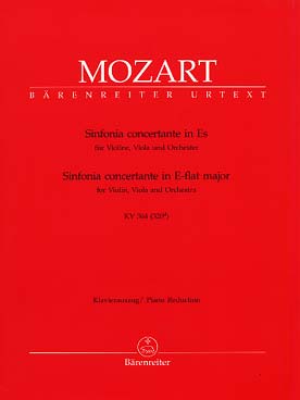 Illustration de Symphonie concertante K 364 en mi b M pour violon, alto et orchestre, réd. violon, alto et piano - éd. Bärenreiter