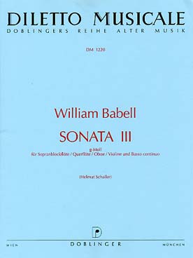 Illustration de Sonata III en sol m pour flûte à bec soprano et basse continue