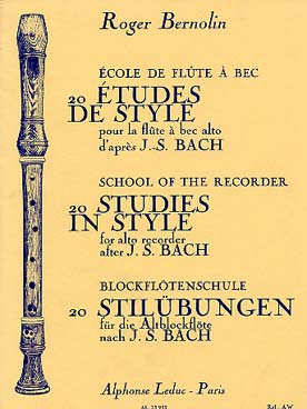 Illustration de 20 études de styles pour flûte à bec alto d'après Bach