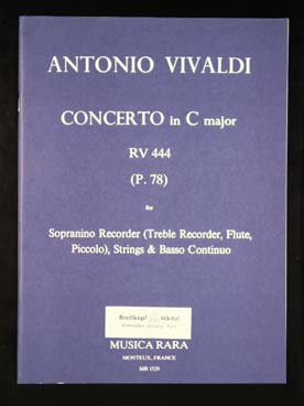 Illustration de Concerto RV 444 en do M pour flûte à bec sopranino (ou alto ou flûte piccolo), cordes et basse continue