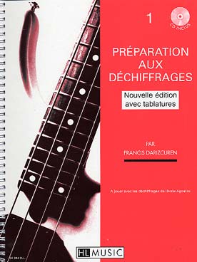 Illustration de Préparations au déchiffrage, édition solfège/tablature avec CD d'écoute (à jouer avec les déchiffrages de Dante Agostini pour batterie) - Vol. 1 (1/2)