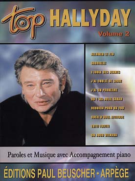 Illustration de Collection TOP : édition simplifiée avec ligne mélodique +accords clavier/guitare - TOP Johnny Hallyday