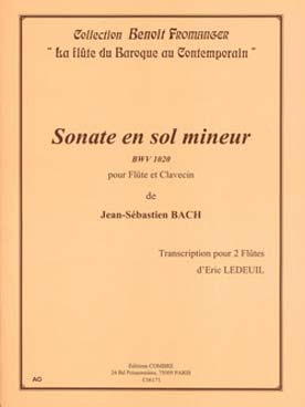 Illustration de Sonate BWV 1020 en sol m pour flûte et clavecin, tr. pour 2 flûtes Eric Ledeuil