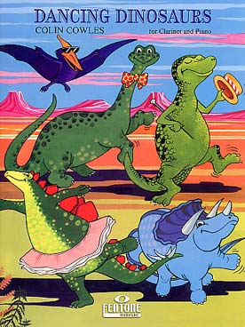 Illustration cowles dancing dinosaurs