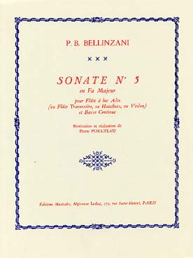 Illustration de Sonate en fa M N° 5 pour flûte ou flute à bec alto ou hautbois ou violon et basse continue