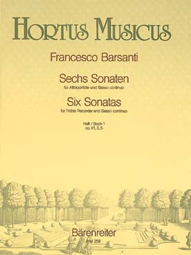 Illustration de 6 Sonates op. 1 pour flûte à bec et basse continue - Vol. 1