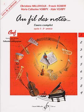 Illustration de Au fil des notes : notes, rythmes, chants, dictées, dépistage de fautes, intonations, analyse, écoute... - Vol. 1 (1er cycle 1), livre professeur