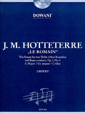 Illustration de Trio sonate en do M op. 3 N° 5 pour 2 flûtes à bec alto et basse continue (fl. à bec + acc. piano + CD)