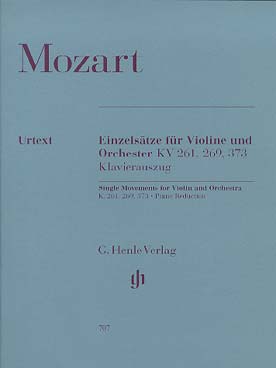 Illustration de 3 Pièces pour violon et orchestre K 261, 269 et 373, réd. piano
