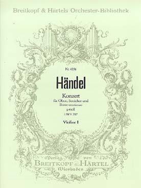 Illustration de Concerto N° 3 HWV 287 en sol m pour hautbois - Violon 1