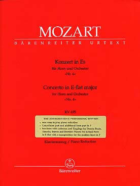 Illustration de Concerto N° 4 K 495 en mi b M, réd. piano - éd. Bärenreiter