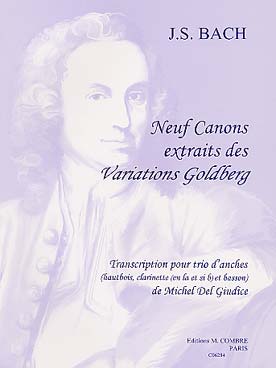 Illustration de 9 Canons extraits des Variations Goldberg, tr. Delgiudice pour trio d'anches (hautbois, clarinette si b ou la et basson), C + P