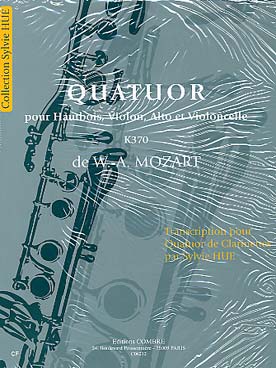 Illustration de Quatuor pour hautbois, violon, alto et violoncelle K 370, tr. Sylvie Hue pour quatuor de clarinettes