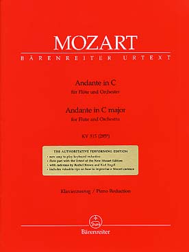 Illustration de Andante K 315 en do M pour flûte et orchestre, réduction piano - éd. Bärenreiter