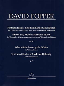 Illustration de 15 Études op. 76/1 avec 2e violoncelle ad libitum et 10 études op. 76 violoncelle seul