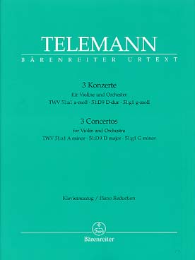 Illustration telemann 3 concertos en la, re et sol