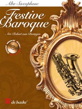 Illustration festive baroque avec cd saxophone