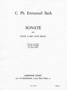 Illustration bach cpe sonate pour flute seule (alto)