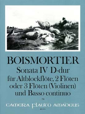 Illustration de 6 Sonates op. 34 pour flûte à bec et 2 flûtes ou 3 flûtes (ou violons) et basse continue - Sonate N° 4 en ré M